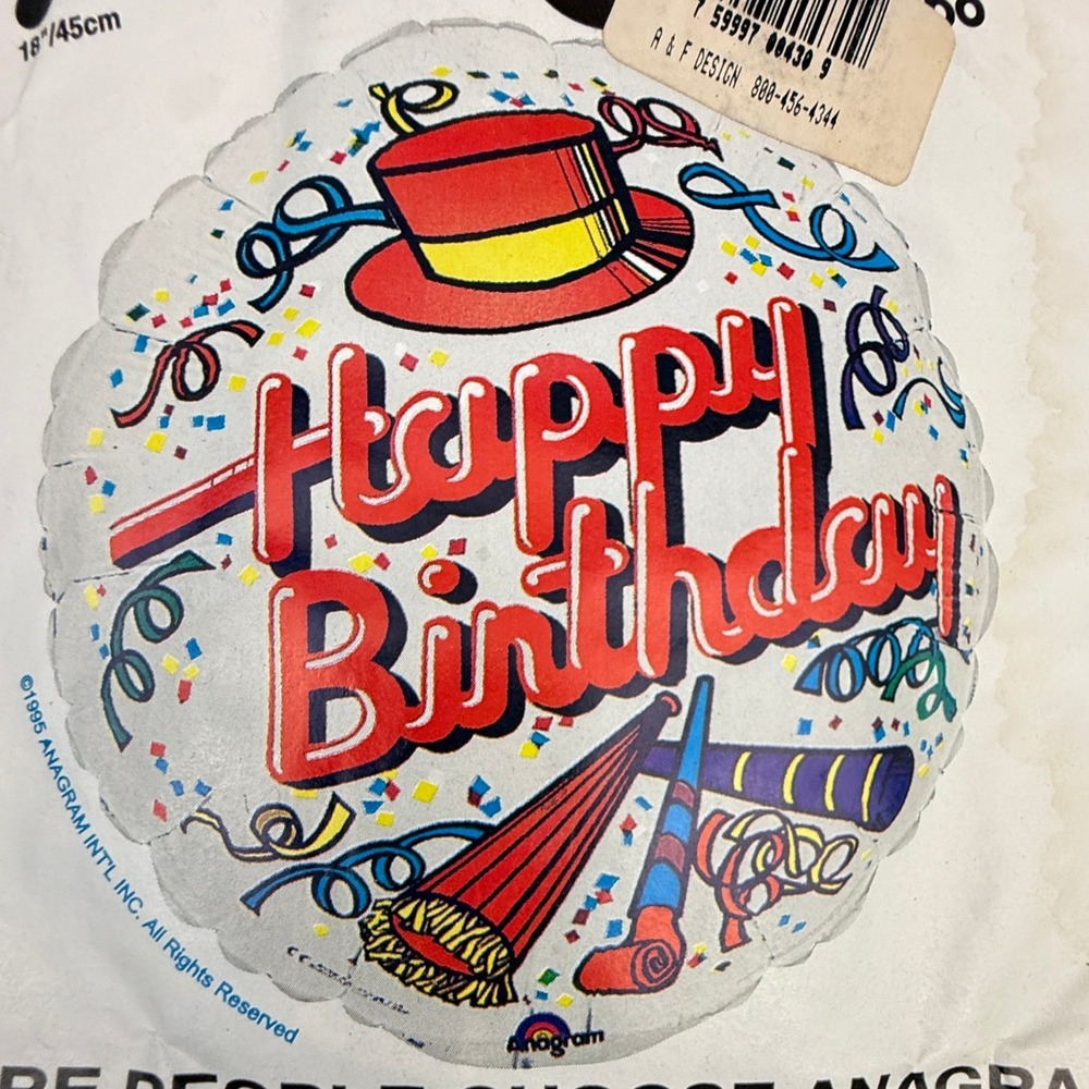 Anagram Happy Birthday Mylar Balloon 18" Multicolor Vintage 90's Party Decor USA - Picture 3 of 5